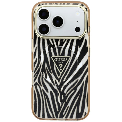 MagSafe-deksel for Apple iPhone 18 Pro / 17 Pro, Guess, Zebra Glitter Triangle Logo, Gull