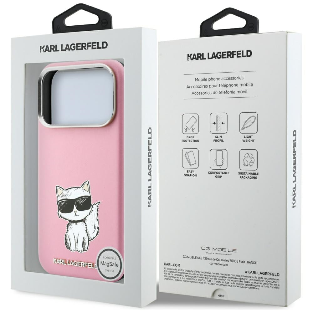 MagSafe-deksel for Apple iPhone 18 Pro / 17 Pro, Karl Lagerfeld, Choupette Sketch, Rosa