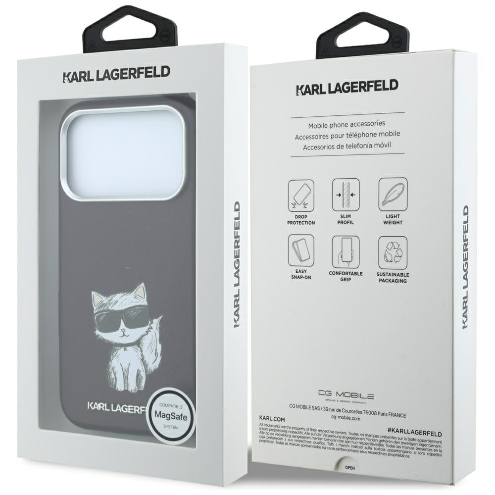 MagSafe-deksel for Apple iPhone 18 Pro / 17 Pro, Karl Lagerfeld, Choupette Sketch, Burgunder