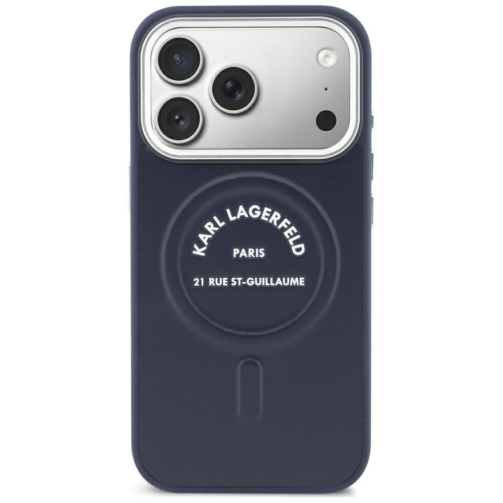 MagSafe-deksel til Apple iPhone 18 Pro / 17 Pro, Karl Lagerfeld, Embossed Open Ring RSG Logo, blå
