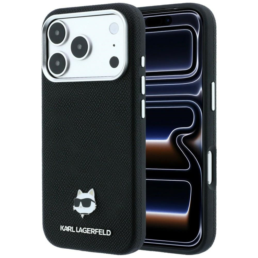 MagSafe-deksel for Apple iPhone 18 Pro / 17 Pro, Karl Lagerfeld, Grained Choupette Head, Svart