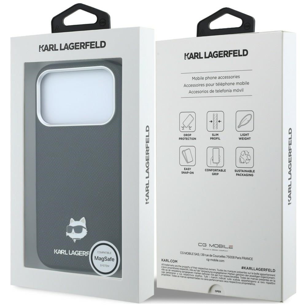 MagSafe-deksel for Apple iPhone 18 Pro / 17 Pro, Karl Lagerfeld, Grained Choupette Head, Svart