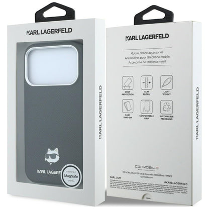 MagSafe-deksel for Apple iPhone 18 Pro / 17 Pro, Karl Lagerfeld, Grained Choupette Head, Svart