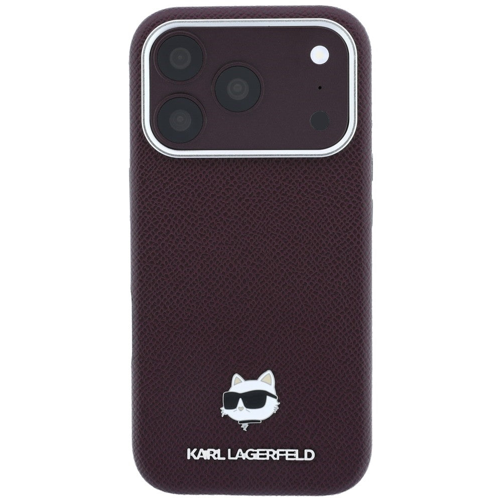 MagSafe-deksel for Apple iPhone 18 Pro / 17 Pro, Karl Lagerfeld, Grained Choupette Head, Burgunder