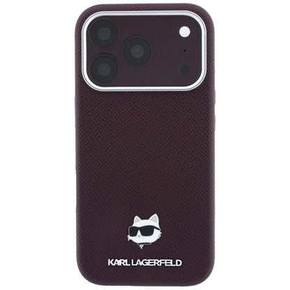 MagSafe-deksel for Apple iPhone 18 Pro / 17 Pro, Karl Lagerfeld, Grained Choupette Head, Burgunder