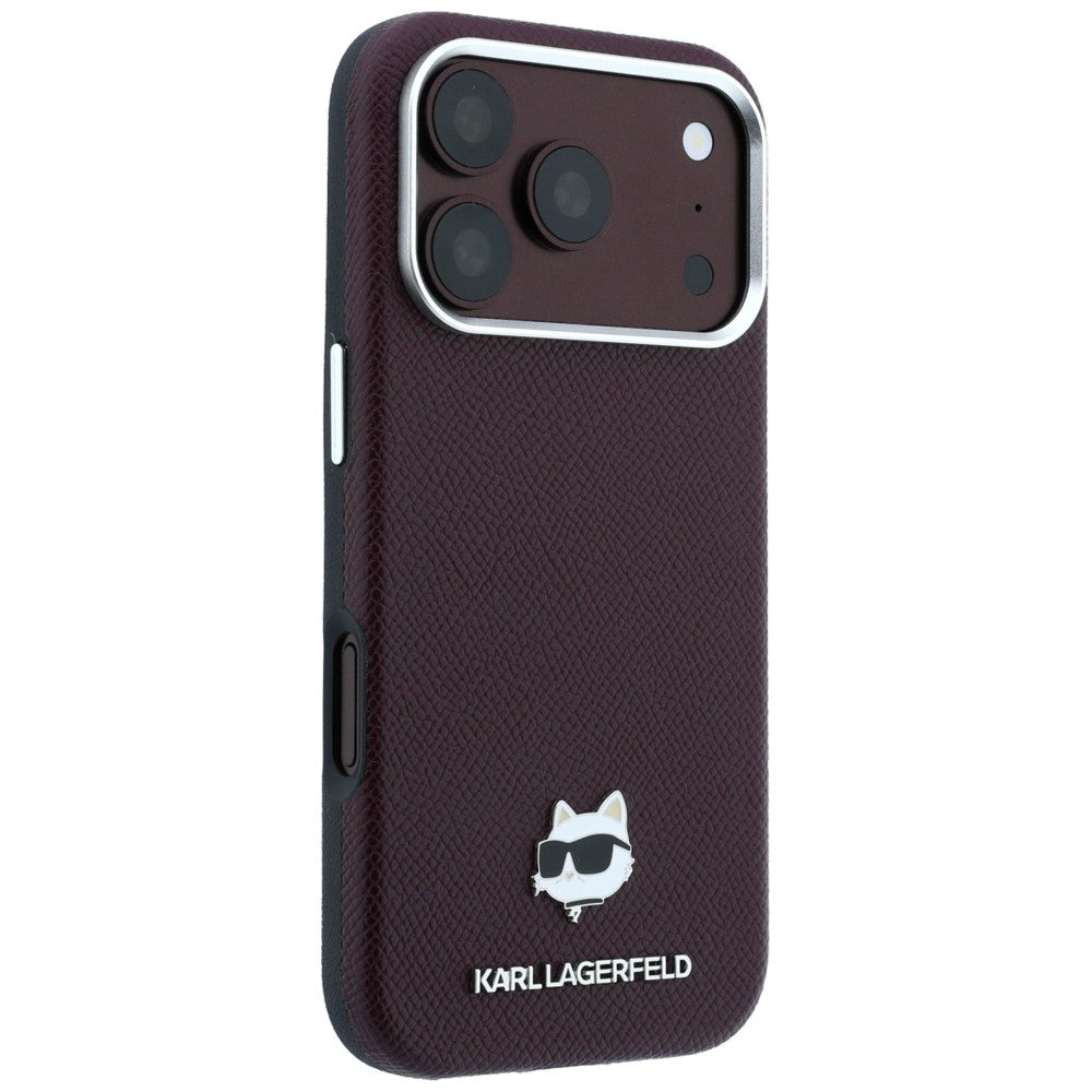 MagSafe-deksel for Apple iPhone 18 Pro / 17 Pro, Karl Lagerfeld, Grained Choupette Head, Burgunder