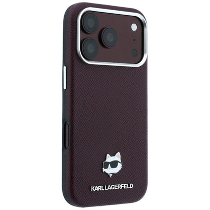 MagSafe-deksel for Apple iPhone 18 Pro / 17 Pro, Karl Lagerfeld, Grained Choupette Head, Burgunder