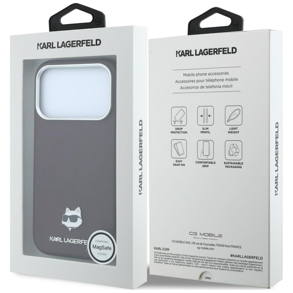 MagSafe-deksel for Apple iPhone 18 Pro / 17 Pro, Karl Lagerfeld, Grained Choupette Head, Burgunder