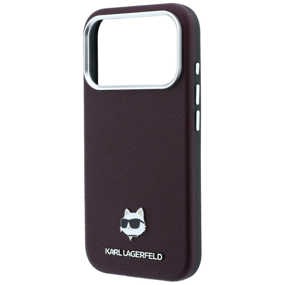 MagSafe-deksel for Apple iPhone 18 Pro / 17 Pro, Karl Lagerfeld, Grained Choupette Head, Burgunder