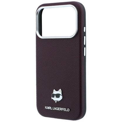 MagSafe-deksel for Apple iPhone 18 Pro / 17 Pro, Karl Lagerfeld, Grained Choupette Head, Burgunder