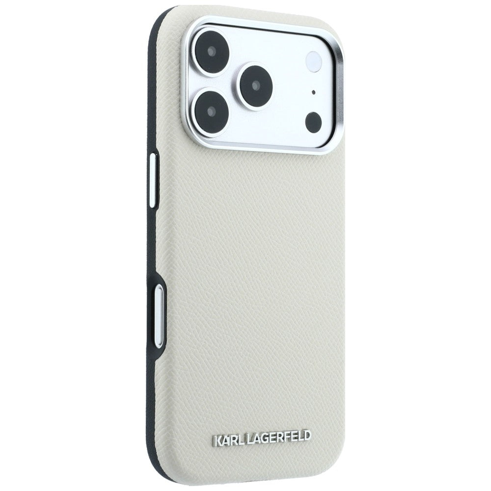 MagSafe-deksel for Apple iPhone 18 Pro / 17 Pro, Karl Lagerfeld, Kornet forlenget logo, beige
