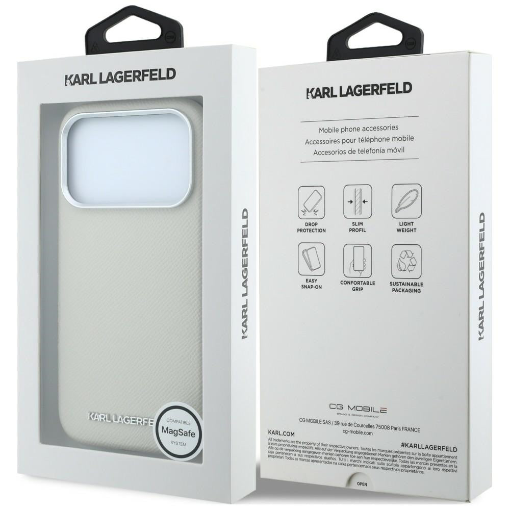 MagSafe-deksel for Apple iPhone 18 Pro / 17 Pro, Karl Lagerfeld, Kornet forlenget logo, beige