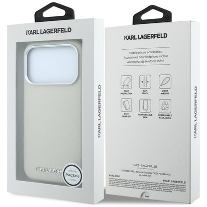 MagSafe-deksel for Apple iPhone 18 Pro / 17 Pro, Karl Lagerfeld, Kornet forlenget logo, beige