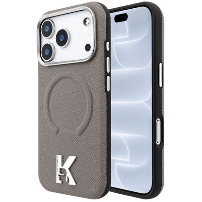 MagSafe-deksel for Apple iPhone 18 Pro / 17 Pro, Karl Lagerfeld, Kornet preget ring, Beige