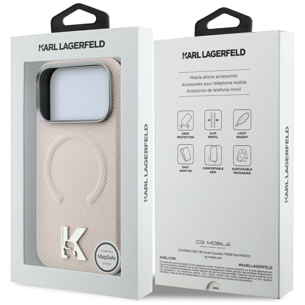 MagSafe-deksel for Apple iPhone 18 Pro / 17 Pro, Karl Lagerfeld, Kornet preget ring, Beige