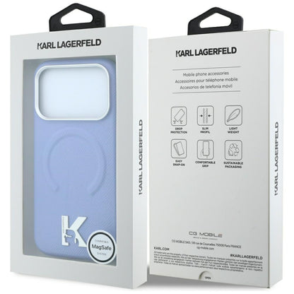 MagSafe-deksel til Apple iPhone 18 Pro / 17 Pro, Karl Lagerfeld, Grained Embossed Ring, blå