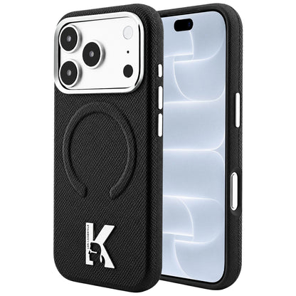 MagSafe-deksel for Apple iPhone 18 Pro / 17 Pro, Karl Lagerfeld, Kornet preget ring, svart
