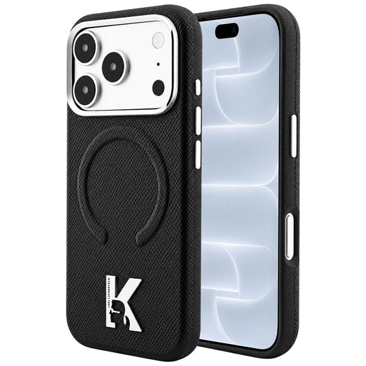 MagSafe-deksel for Apple iPhone 18 Pro / 17 Pro, Karl Lagerfeld, Kornet preget ring, svart