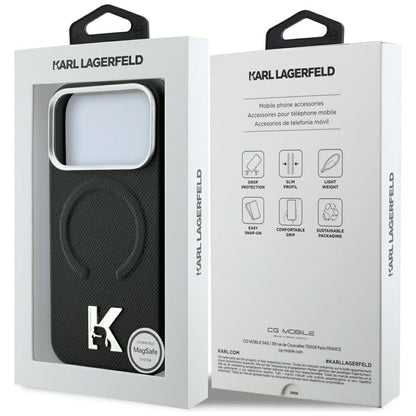 MagSafe-deksel for Apple iPhone 18 Pro / 17 Pro, Karl Lagerfeld, Kornet preget ring, svart