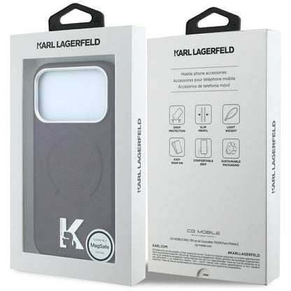 MagSafe-deksel for Apple iPhone 18 Pro / 17 Pro, Karl Lagerfeld, Kornet preget ring, Burgunder