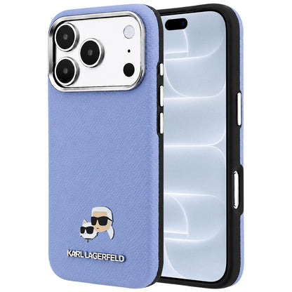 MagSafe-deksel for Apple iPhone 18 Pro / 17 Pro, Karl Lagerfeld, Grained Karl & Choupette Head's Metal, Bleu
