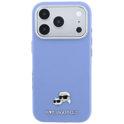 MagSafe-deksel for Apple iPhone 18 Pro / 17 Pro, Karl Lagerfeld, Grained Karl & Choupette Head's Metal, Bleu