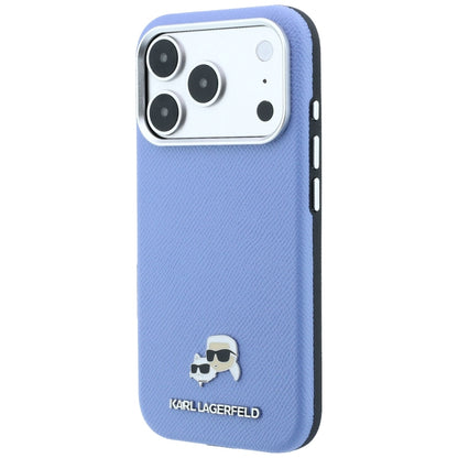 MagSafe-deksel for Apple iPhone 18 Pro / 17 Pro, Karl Lagerfeld, Grained Karl & Choupette Head's Metal, Bleu