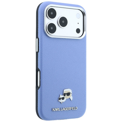 MagSafe-deksel for Apple iPhone 18 Pro / 17 Pro, Karl Lagerfeld, Grained Karl & Choupette Head's Metal, Bleu