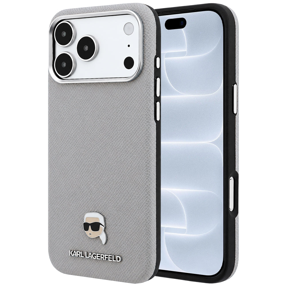 MagSafe-deksel for Apple iPhone 18 Pro / 17 Pro, Karl Lagerfeld, Kornet Karl Head's Metal, Grå