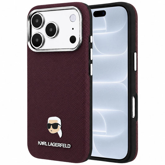 MagSafe-deksel for Apple iPhone 18 Pro / 17 Pro, Karl Lagerfeld, Kornet Karl Head's Metal, Burgunder