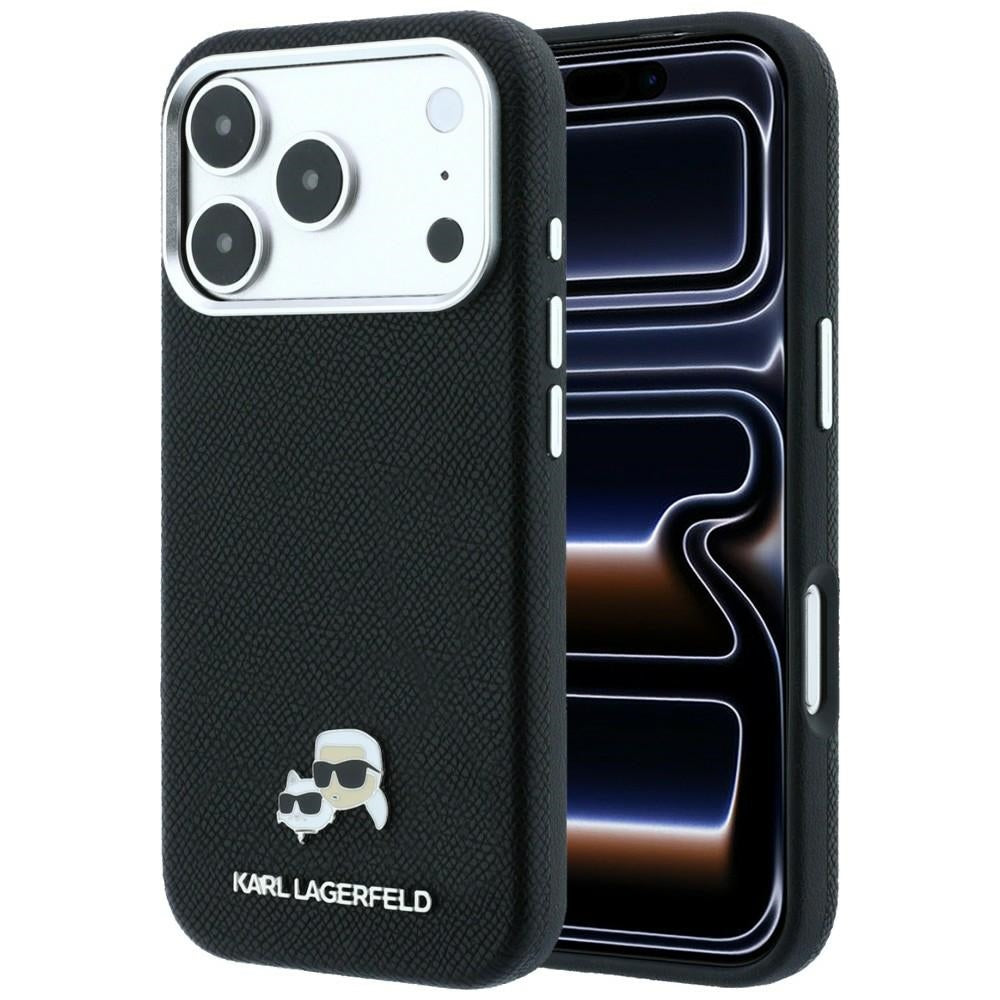 MagSafe-deksel for Apple iPhone 18 Pro / 17 Pro, Karl Lagerfeld, Grained KC Heads, Svart