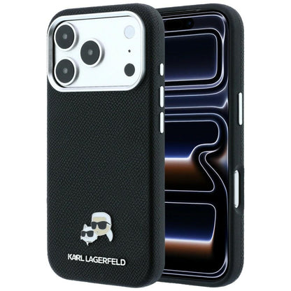 MagSafe-deksel for Apple iPhone 18 Pro / 17 Pro, Karl Lagerfeld, Grained KC Heads, Svart