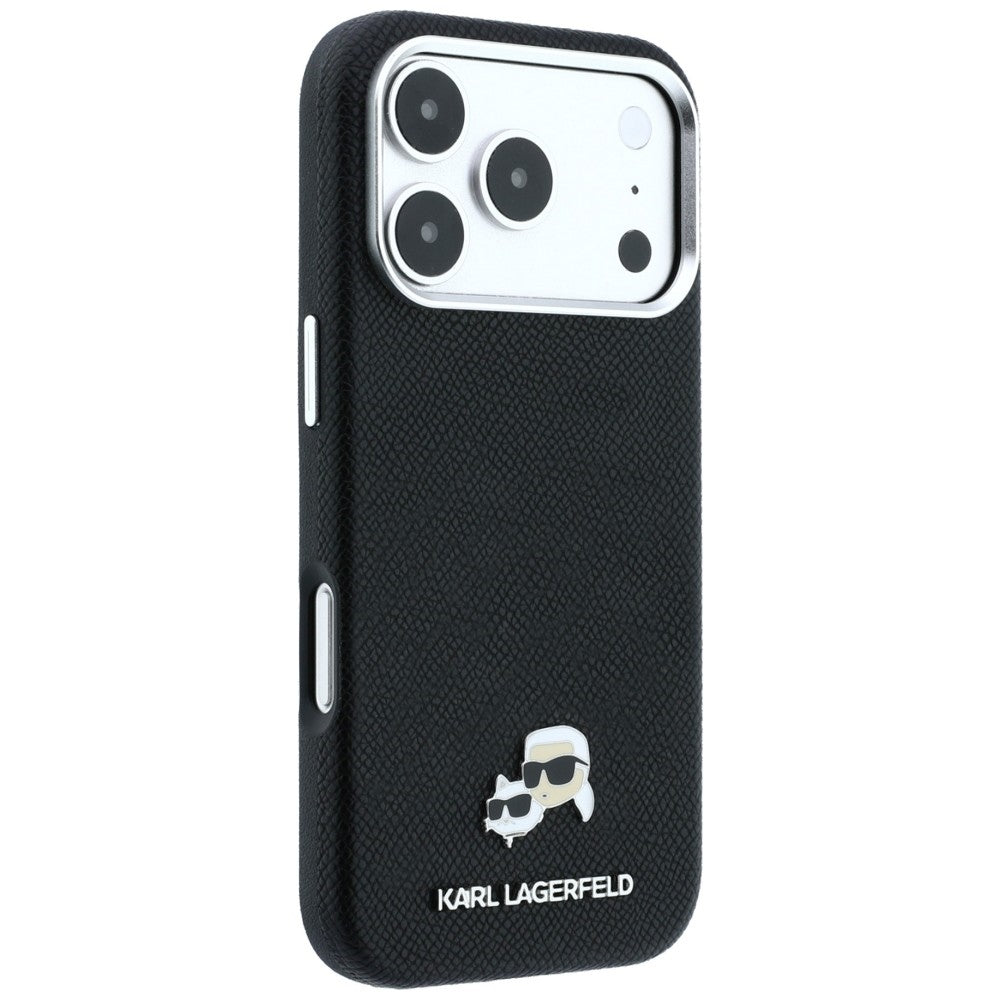 MagSafe-deksel for Apple iPhone 18 Pro / 17 Pro, Karl Lagerfeld, Grained KC Heads, Svart