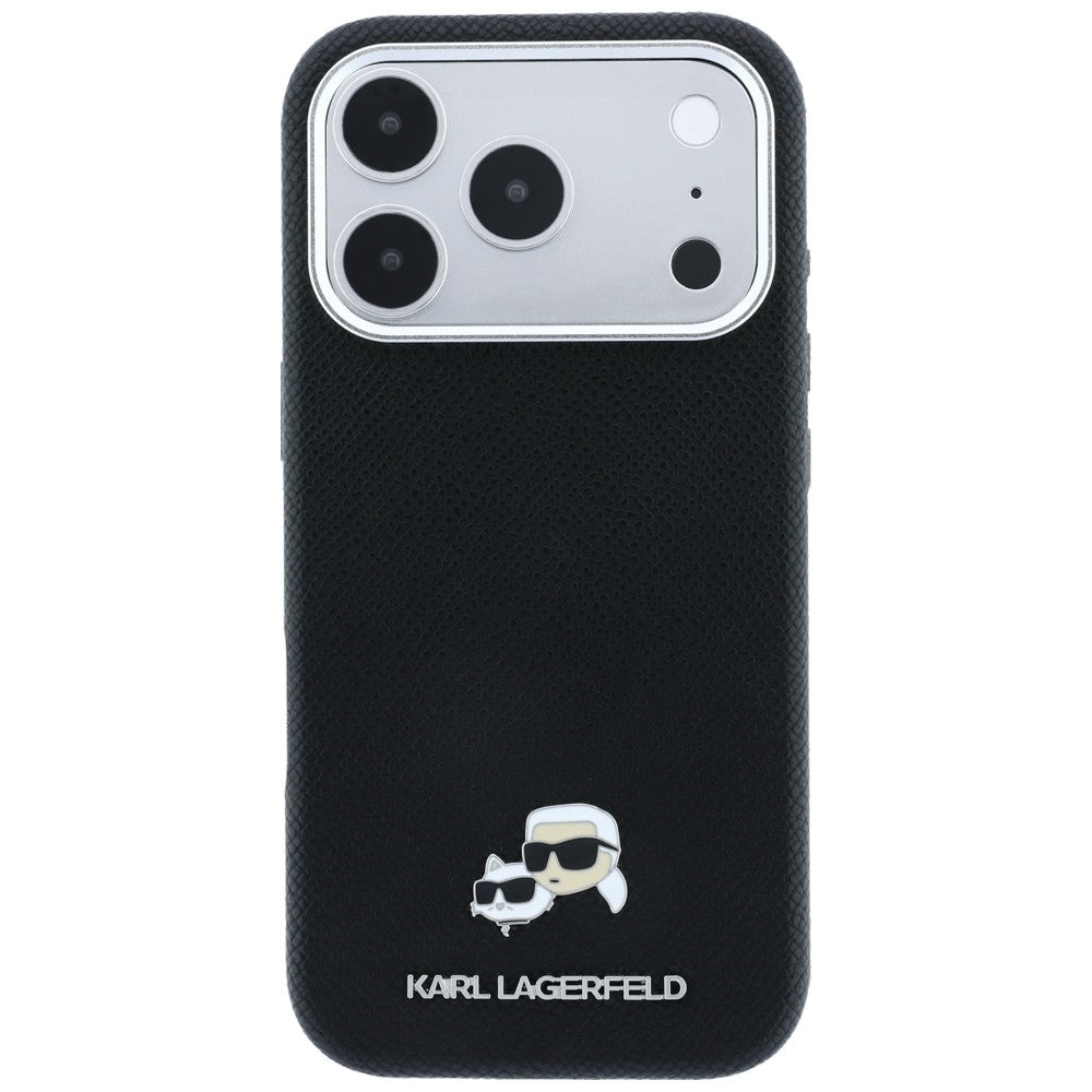 MagSafe-deksel for Apple iPhone 18 Pro / 17 Pro, Karl Lagerfeld, Grained KC Heads, Svart