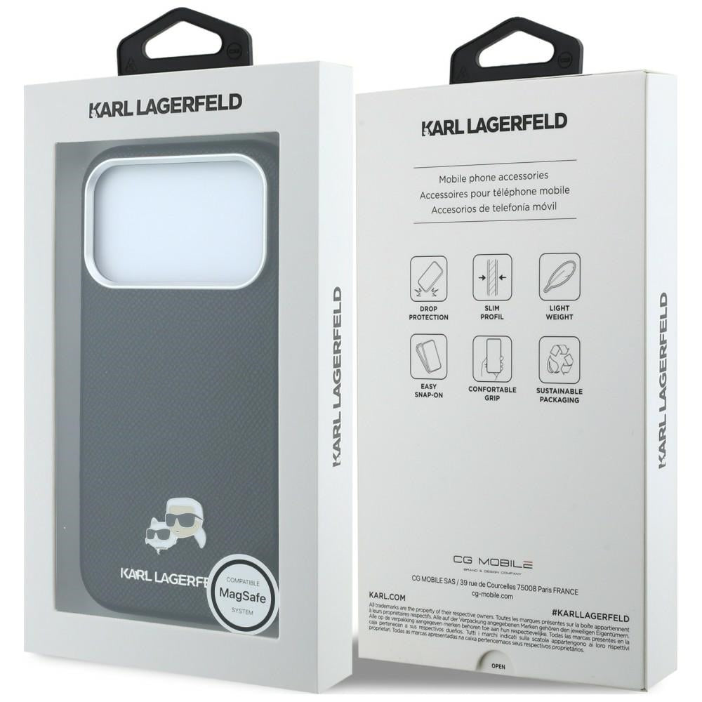 MagSafe-deksel for Apple iPhone 18 Pro / 17 Pro, Karl Lagerfeld, Grained KC Heads, Svart