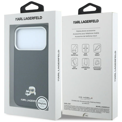 MagSafe-deksel for Apple iPhone 18 Pro / 17 Pro, Karl Lagerfeld, Grained KC Heads, Svart
