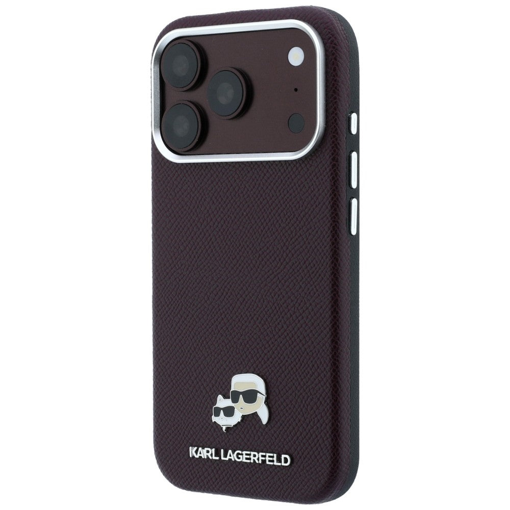 MagSafe-deksel for Apple iPhone 18 Pro / 17 Pro, Karl Lagerfeld, Grained KC Heads, Burgunder