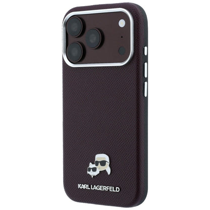 MagSafe-deksel for Apple iPhone 18 Pro / 17 Pro, Karl Lagerfeld, Grained KC Heads, Burgunder