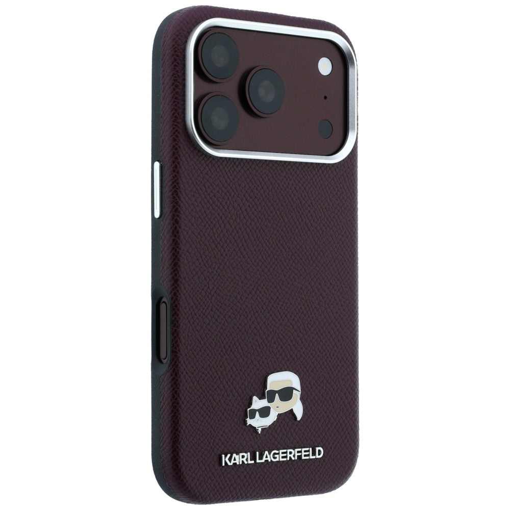 MagSafe-deksel for Apple iPhone 18 Pro / 17 Pro, Karl Lagerfeld, Grained KC Heads, Burgunder