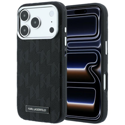 MagSafe-deksel for Apple iPhone 18 Pro / 17 Pro, Karl Lagerfeld, Kornet Mono Resin Logo, Svart