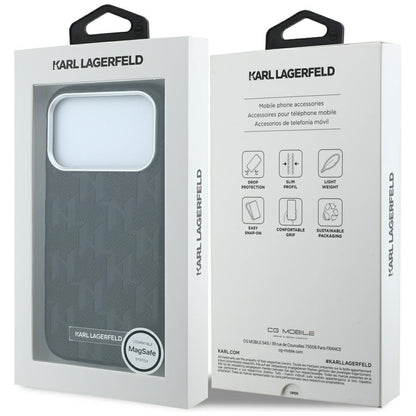 MagSafe-deksel for Apple iPhone 18 Pro / 17 Pro, Karl Lagerfeld, Kornet Mono Resin Logo, Svart