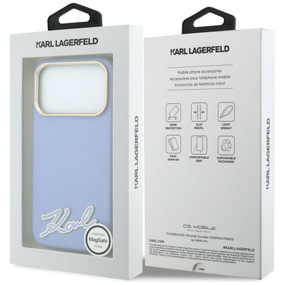 MagSafe-deksel for Apple iPhone 18 Pro / 17 Pro, Karl Lagerfeld, Kornet Harpiks Signaturlogo, Blå