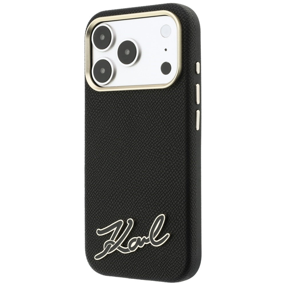 MagSafe-deksel for Apple iPhone 18 Pro / 17 Pro, Karl Lagerfeld, Kornet Harpiks Signaturlogo, Svart