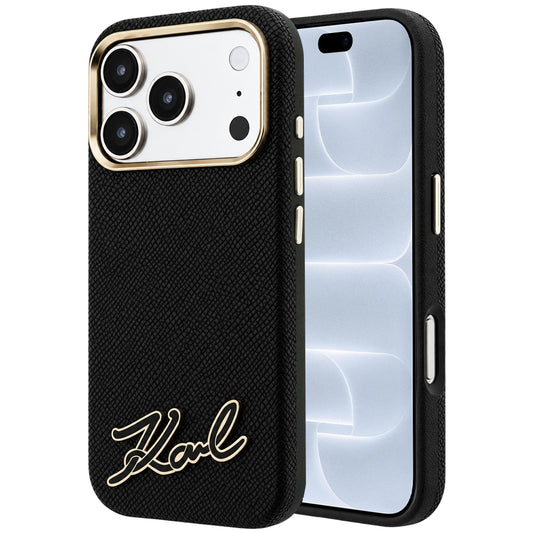 MagSafe-deksel for Apple iPhone 18 Pro / 17 Pro, Karl Lagerfeld, Kornet Harpiks Signaturlogo, Svart