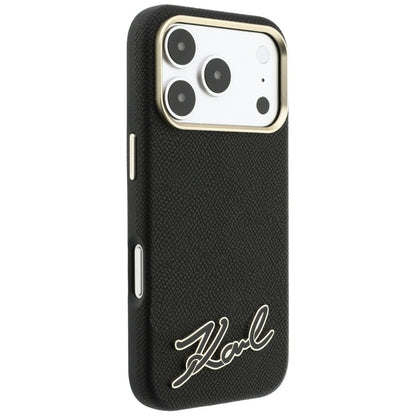 MagSafe-deksel for Apple iPhone 18 Pro / 17 Pro, Karl Lagerfeld, Kornet Harpiks Signaturlogo, Svart