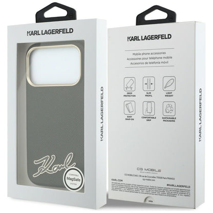 MagSafe-deksel for Apple iPhone 18 Pro / 17 Pro, Karl Lagerfeld, Kornet Harpiks Signaturlogo, Svart