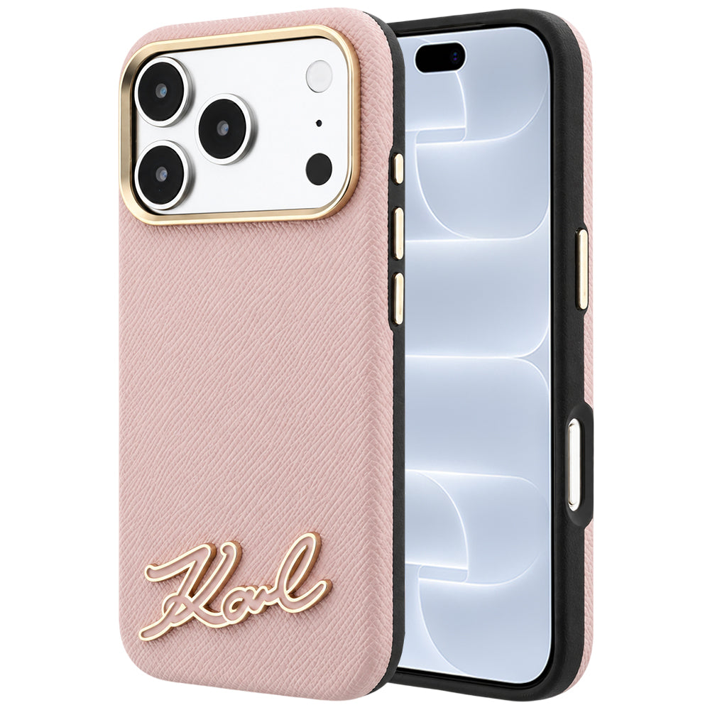MagSafe-deksel for Apple iPhone 18 Pro / 17 Pro, Karl Lagerfeld, Kornet Harpiks Signaturlogo, Rosa