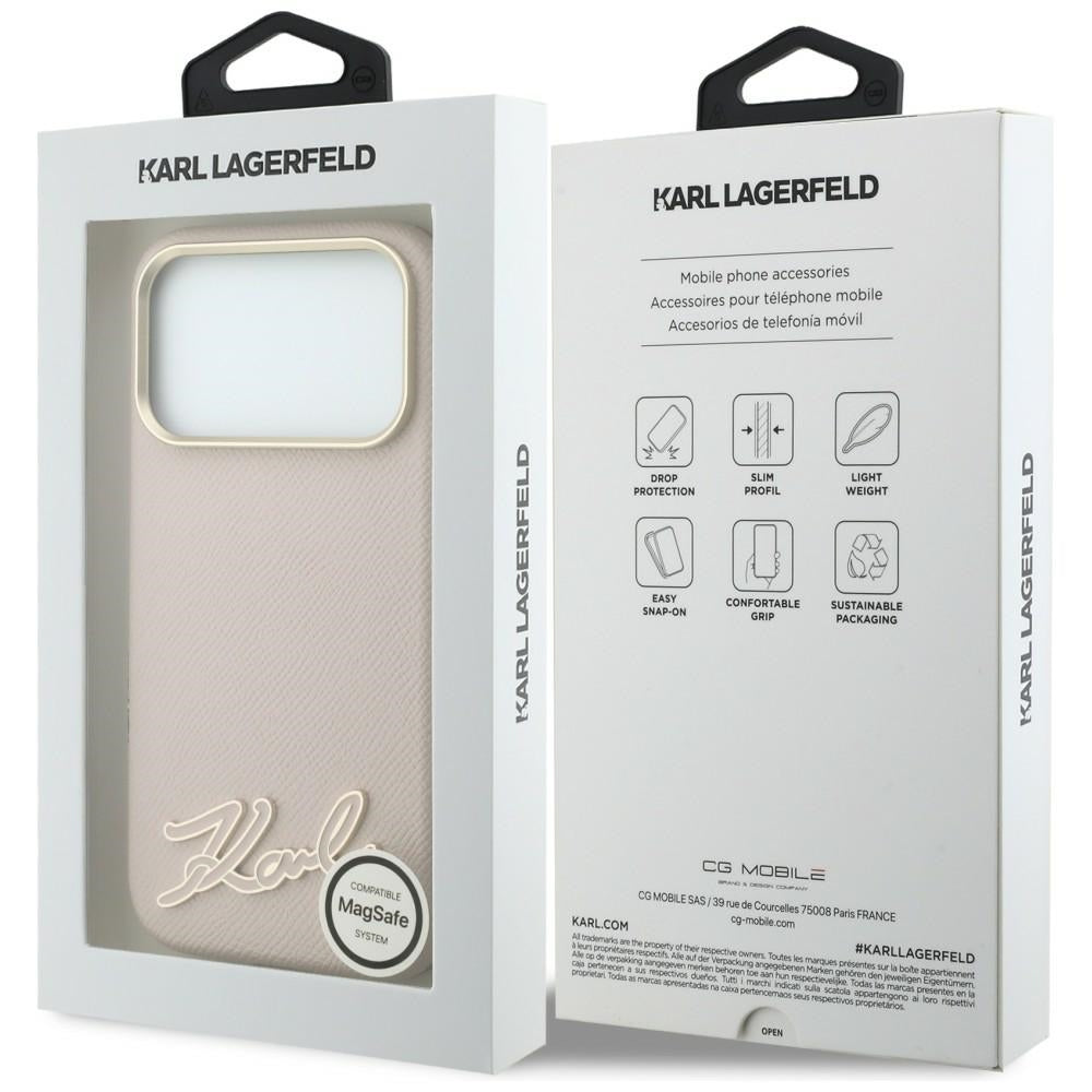 MagSafe-deksel for Apple iPhone 18 Pro / 17 Pro, Karl Lagerfeld, Kornet Harpiks Signaturlogo, Rosa