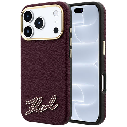 MagSafe-deksel for Apple iPhone 18 Pro / 17 Pro, Karl Lagerfeld, Kornet Harpiks Signaturlogo, Burgunder