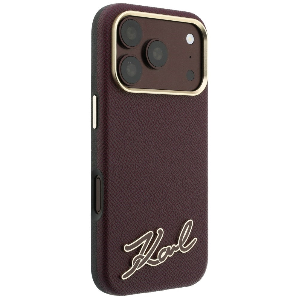 MagSafe-deksel for Apple iPhone 18 Pro / 17 Pro, Karl Lagerfeld, Kornet Harpiks Signaturlogo, Burgunder
